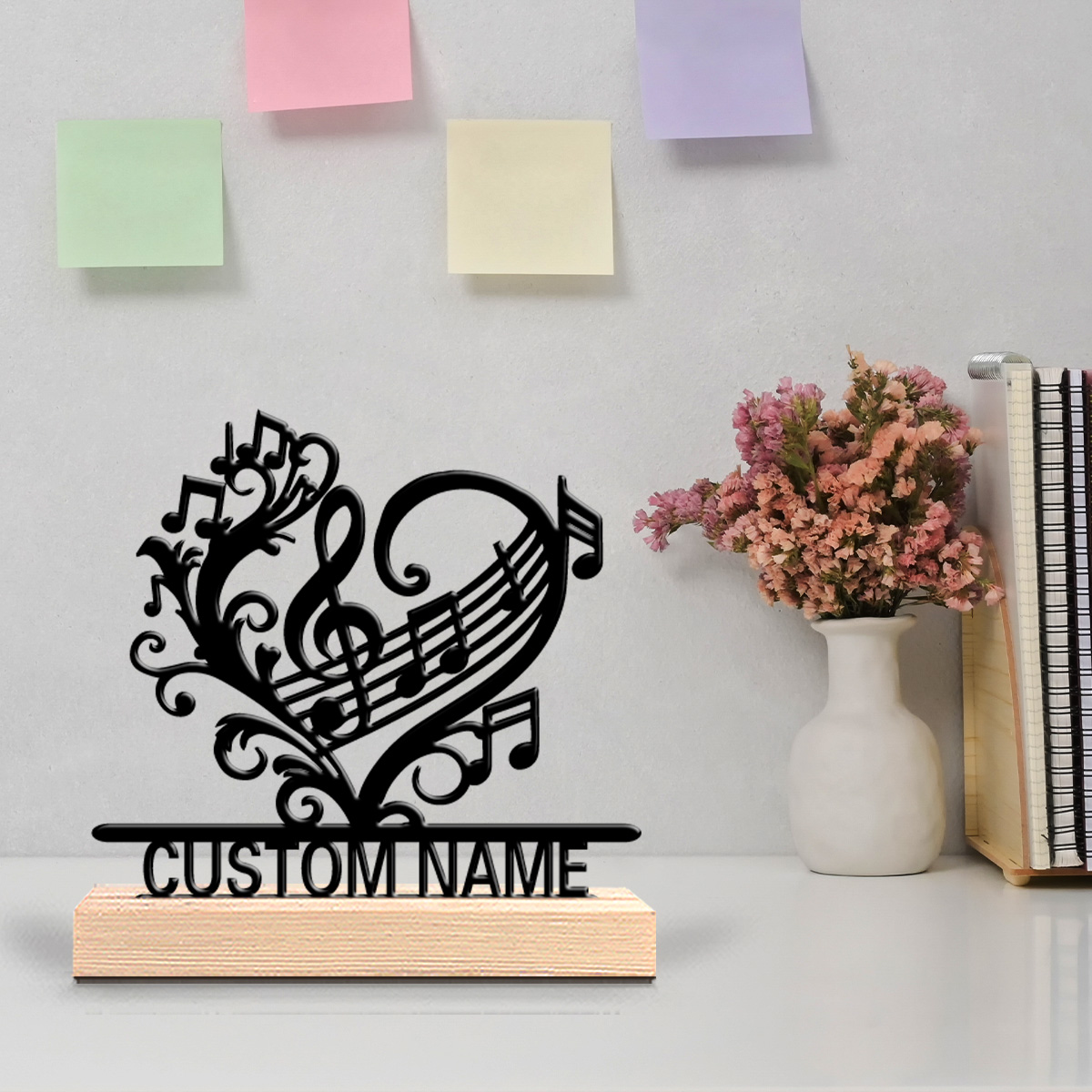 Home Decor Statue - 1pc music flower Custom Text Metal