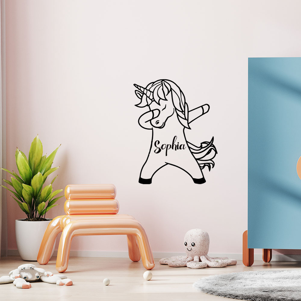 Home Decor Wallpaper - 1PC Diy Unicorn Customized Name Sticker