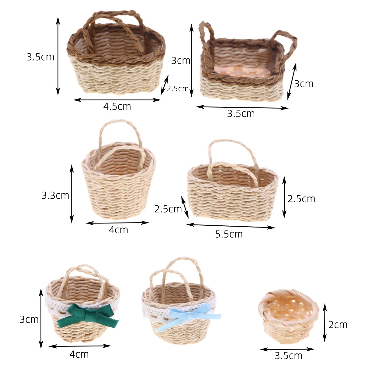Rattan Plant Basket - 1Pc Dollhouse Handwoven Lafite Grass Handheld