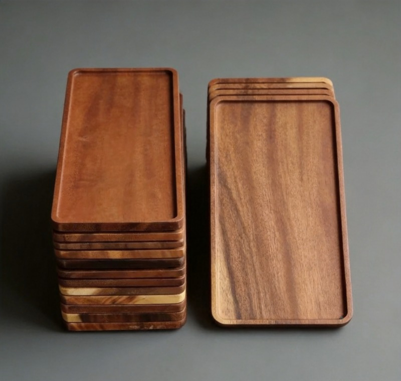 Vanity Home Decor - Natural Wooden Rectangular Serving Tray Food