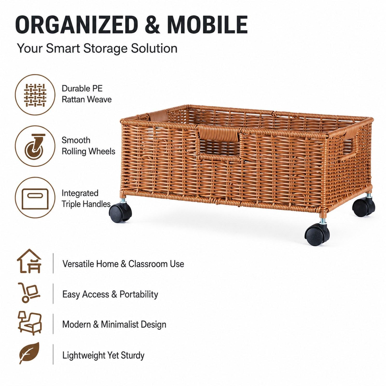 Home Decor On Wheels - Bathroom Storage Basket with Wheels Laundry