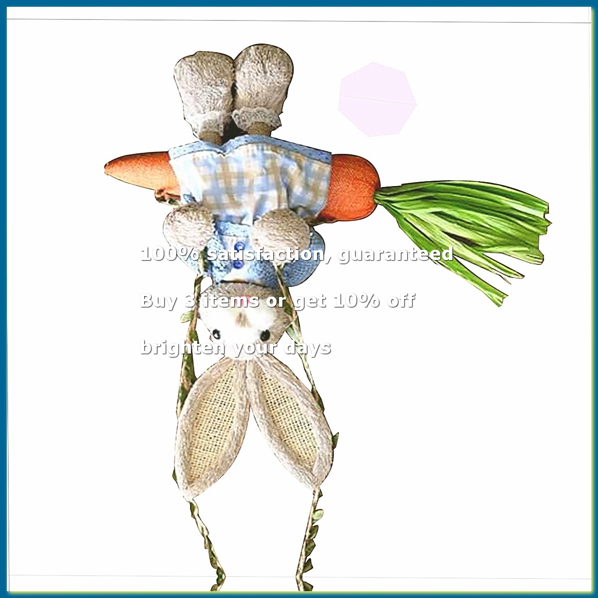 Home Decor Statue - Easter Straw Bunny Figurine, Straw on