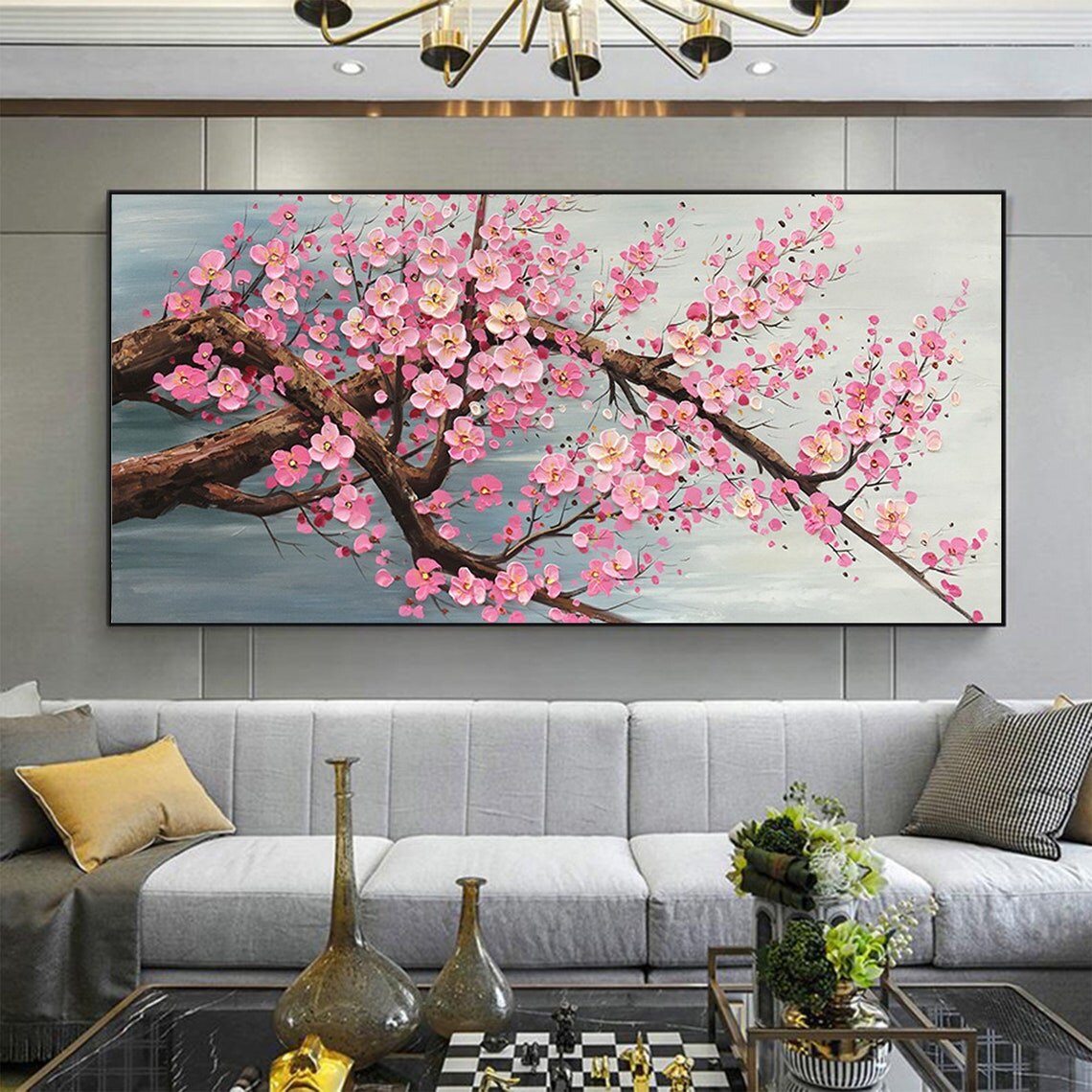 Home Decor Vietnam - Modern Cherry Blossom Canvas Art Textured