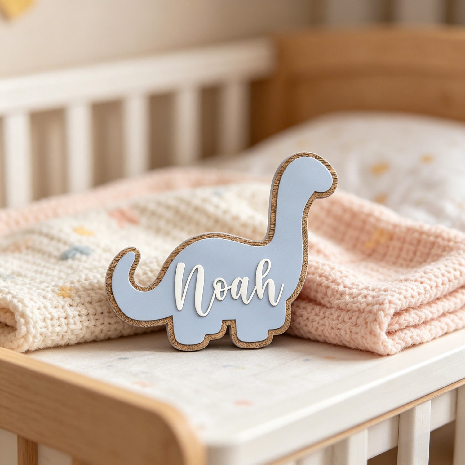 Home Decor Brand - 1pc Multi-layer Dinosaur Customized Surname Brand,