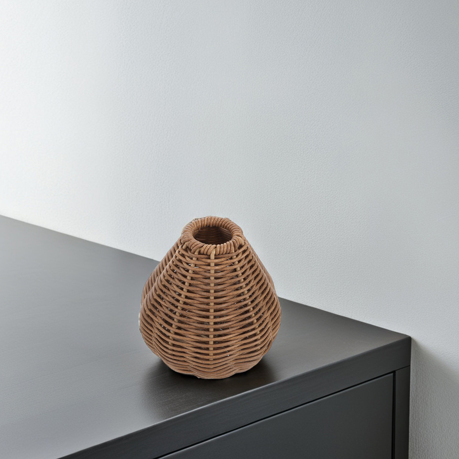 Rattan Plant Basket - Rustic Flower Basket Woven Artificial Rattan