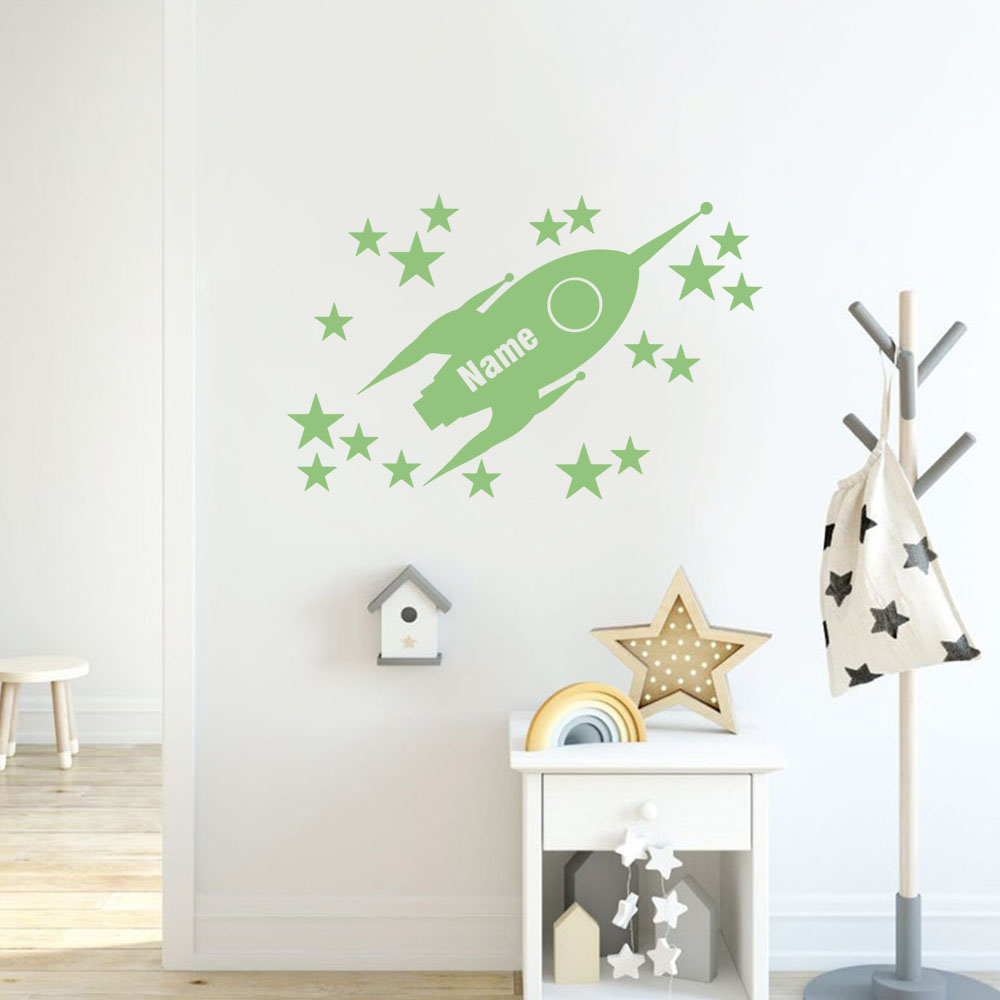 Home Decor Wallpaper - 1pc Cartoon Rockets and stars luminous