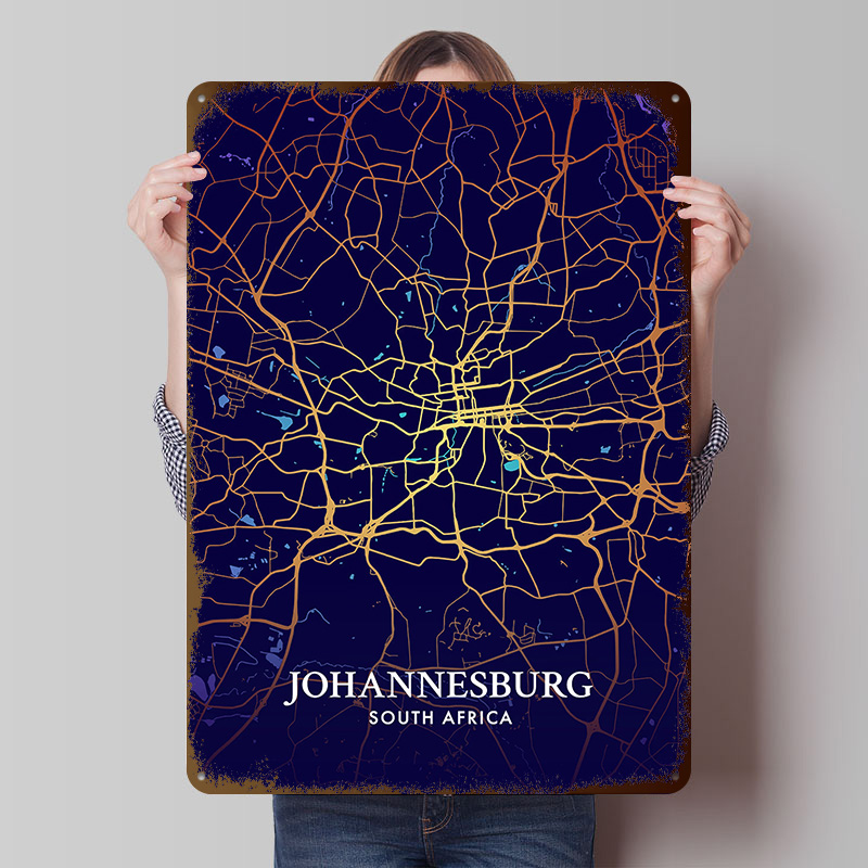 Home Decor Johannesburg - Johannesburg City Map Poster Customized Vintage