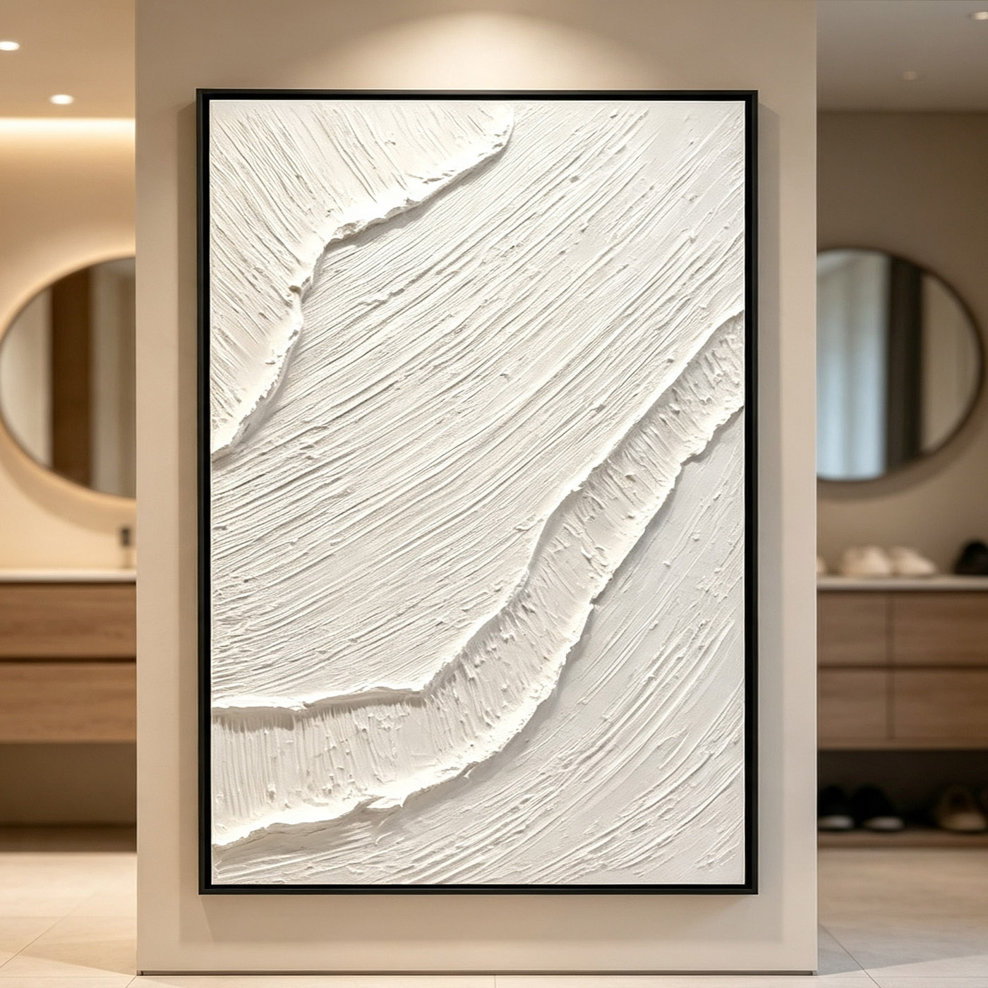 Hand-Painted White 3D Thick Te - Abstract Oil Painting recension och pris