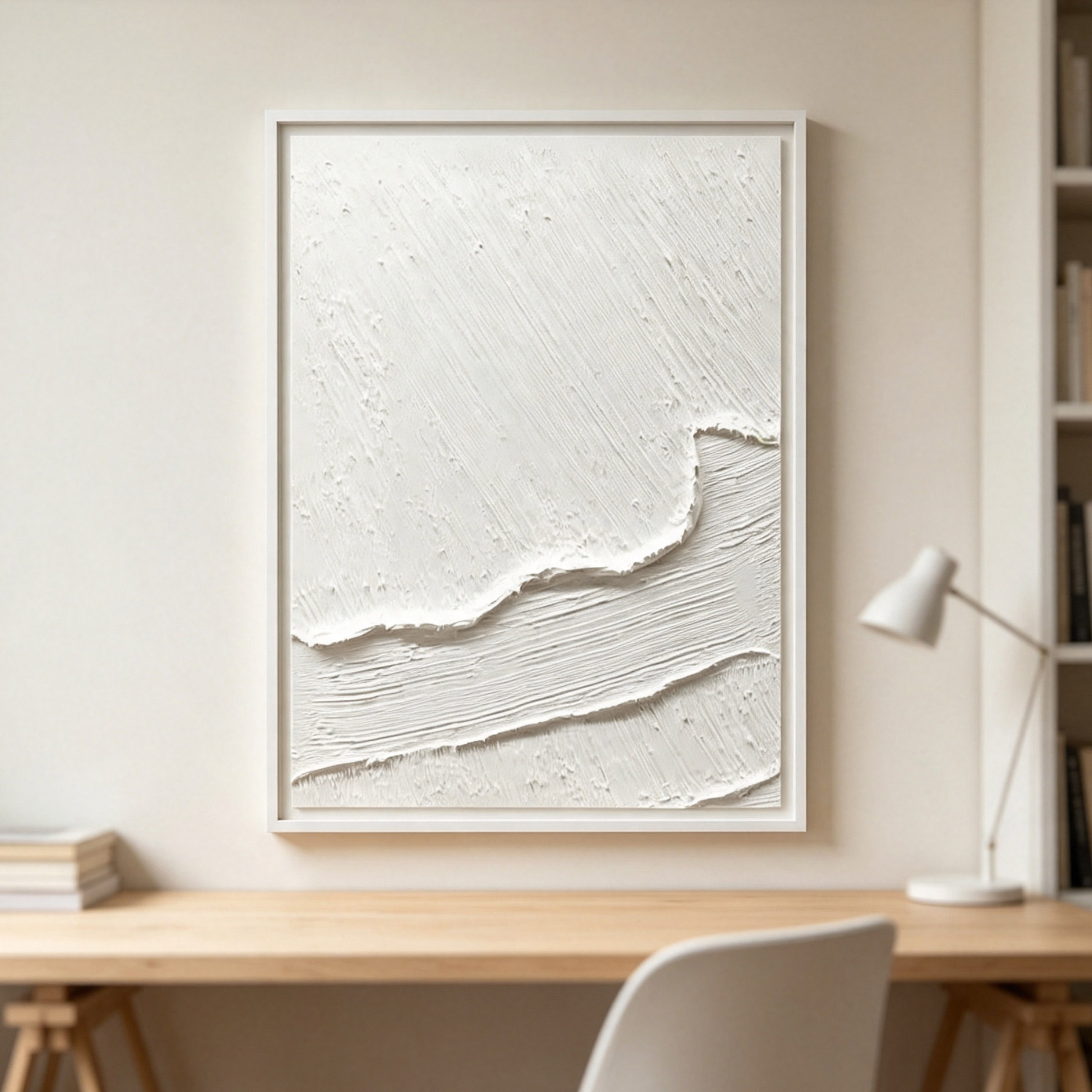 Hand-Painted White 3D Thick Te - Abstract Oil Painting recension och pris