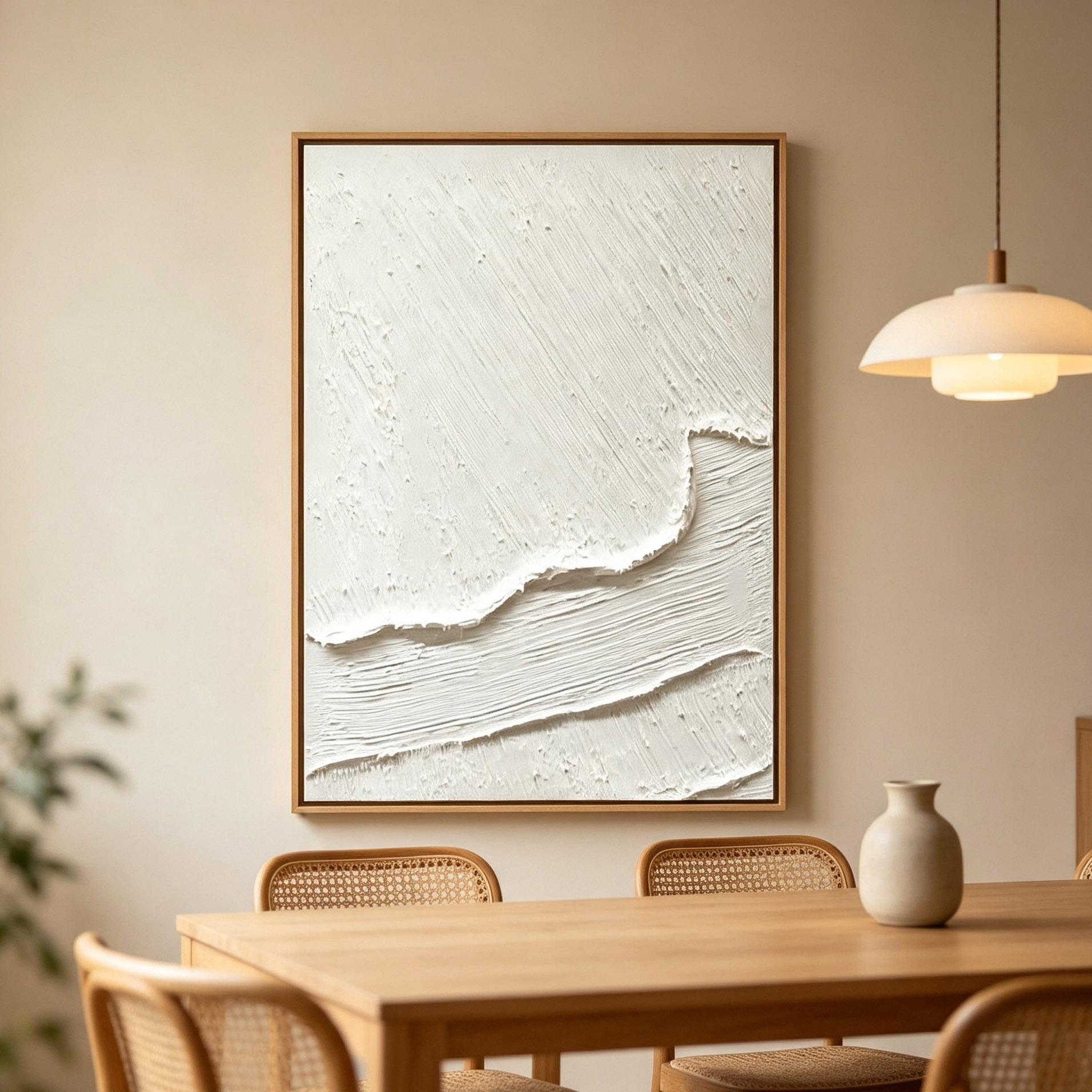 Hand-Painted White 3D Thick Te - Abstract Oil Painting recension och pris