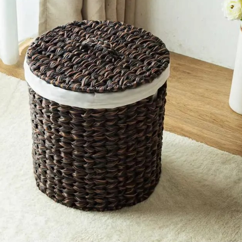 Lined Coffee Brown Storage Bin - Rattan Plant Basket recension och pris