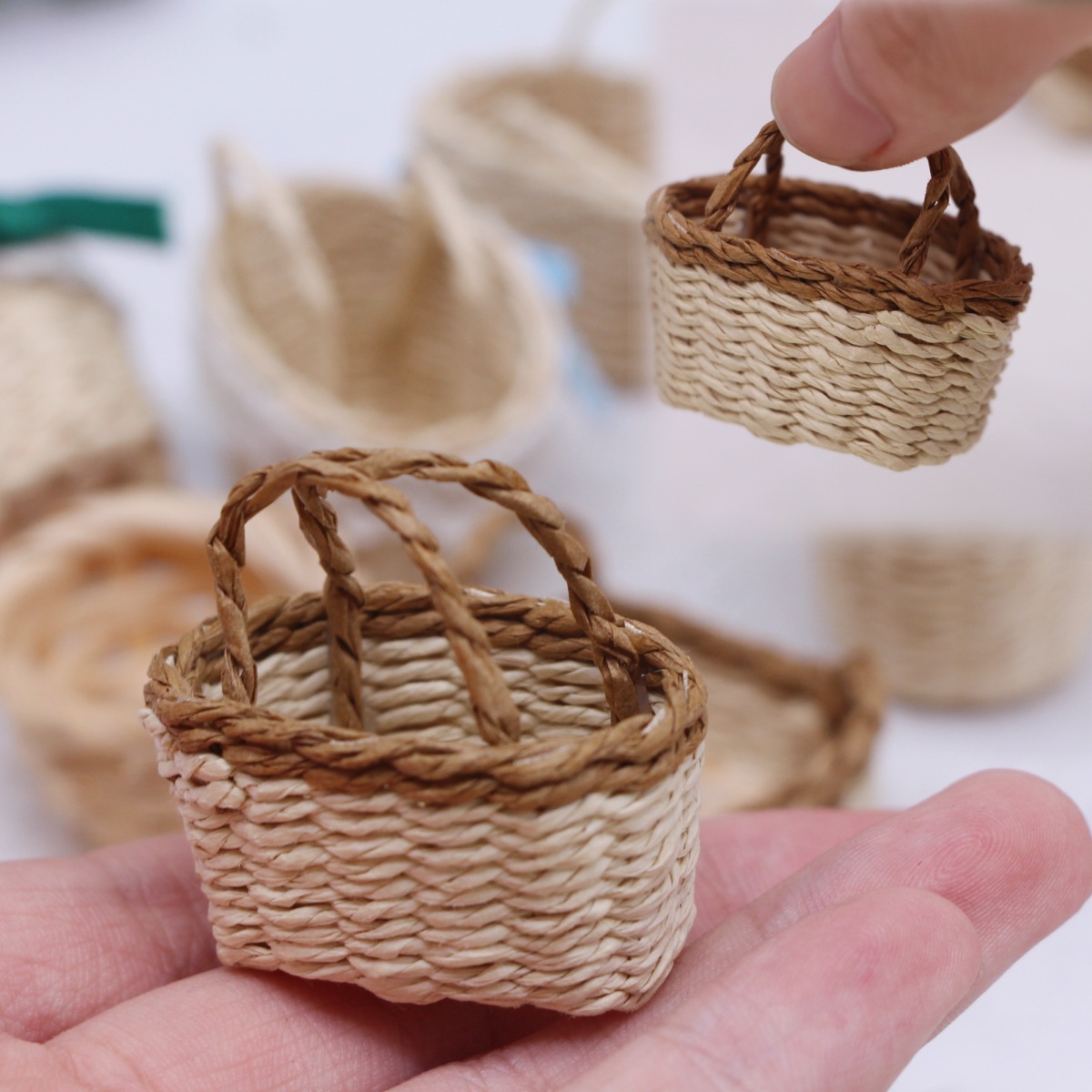1Pc Dollhouse Handwoven Lafite - Rattan Plant Basket recension och pris