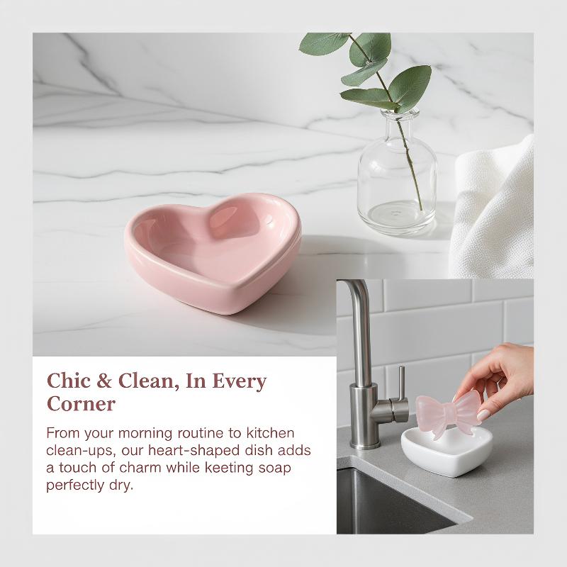 Cute Bow Heart Shaped Ceramic  - Vanity Home Decor recension och pris