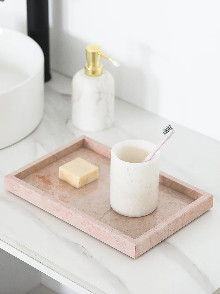 Pink Natural Marble Storage Tr - Vanity Home Decor recension och pris