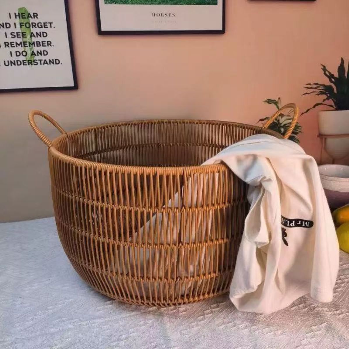 Handmade Rattan-Look Woven Sto - Rattan Plant Basket recension och pris