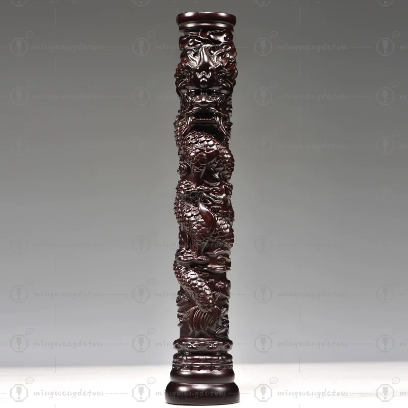 Rosewood Carved Dragon Pillar  - Home Decor Statue recension och pris