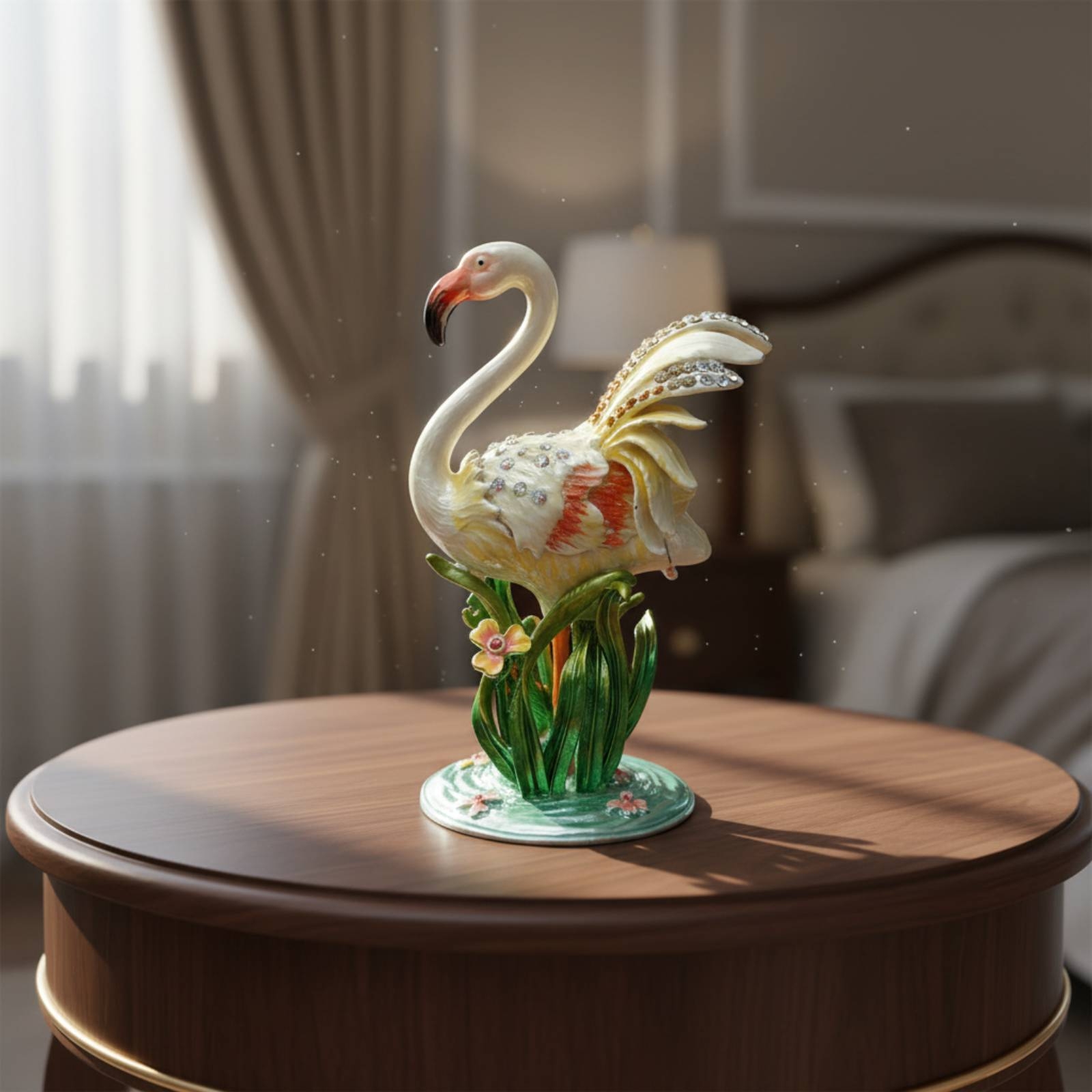 Metal Flamingo Jewelry Box Jew - Vanity Home Decor recension och pris