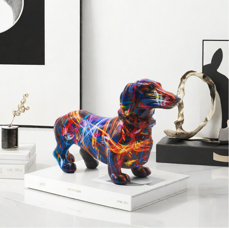 Resin Graffiti Dog Statue Mode - Home Decor Statue recension och pris