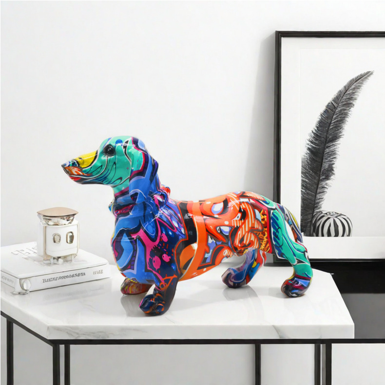 Resin Graffiti Dog Statue Mode - Home Decor Statue recension och pris