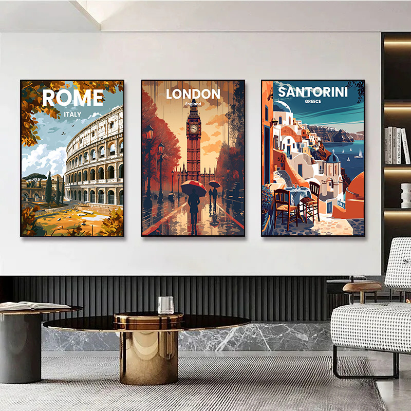 Modern Travel Cities Santorini - Home Decor Vietnam recension och pris