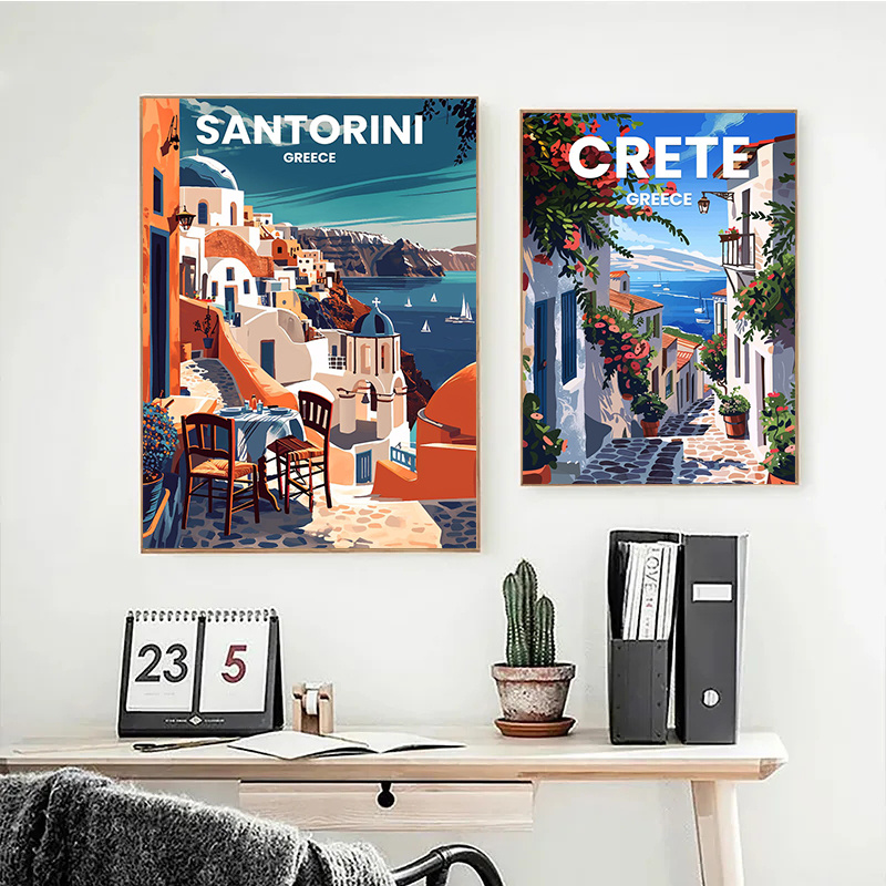 Modern Travel Cities Santorini - Home Decor Vietnam recension och pris
