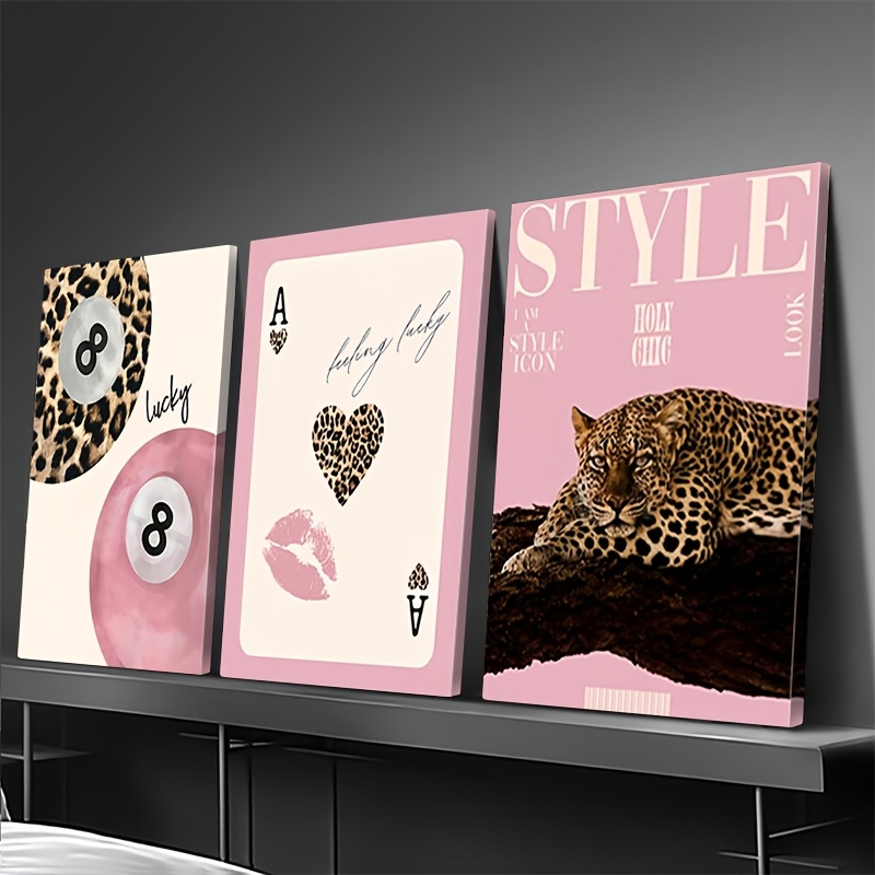 3pcs Leopard Cheetah Canvas Wa - Home Decor Brand recension och pris