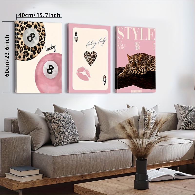 3pcs Leopard Cheetah Canvas Wa - Home Decor Brand recension och pris