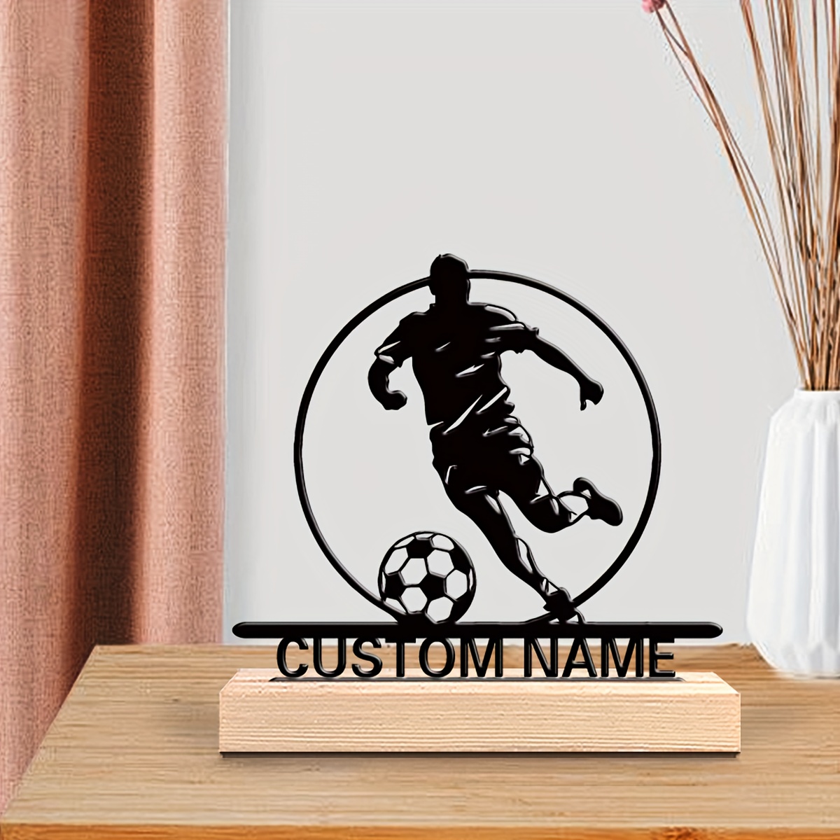 Custom Soccer Player Metal Sta - Home Decor Unique Items recension och pris