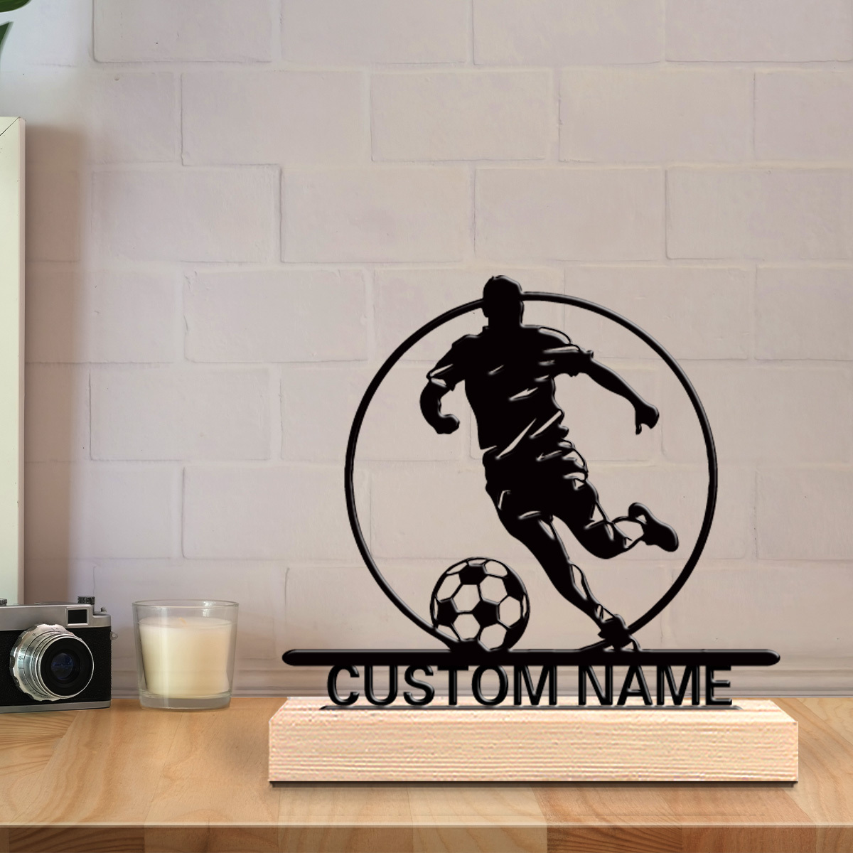 Custom Soccer Player Metal Sta - Home Decor Unique Items recension och pris