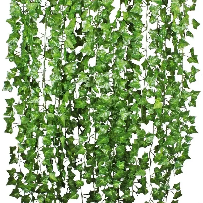 Artificial Green Ivy Leaf Ratt - Rattan Plant Basket recension och pris