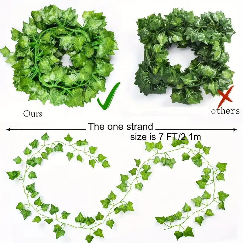 Artificial Green Ivy Leaf Ratt - Rattan Plant Basket recension och pris