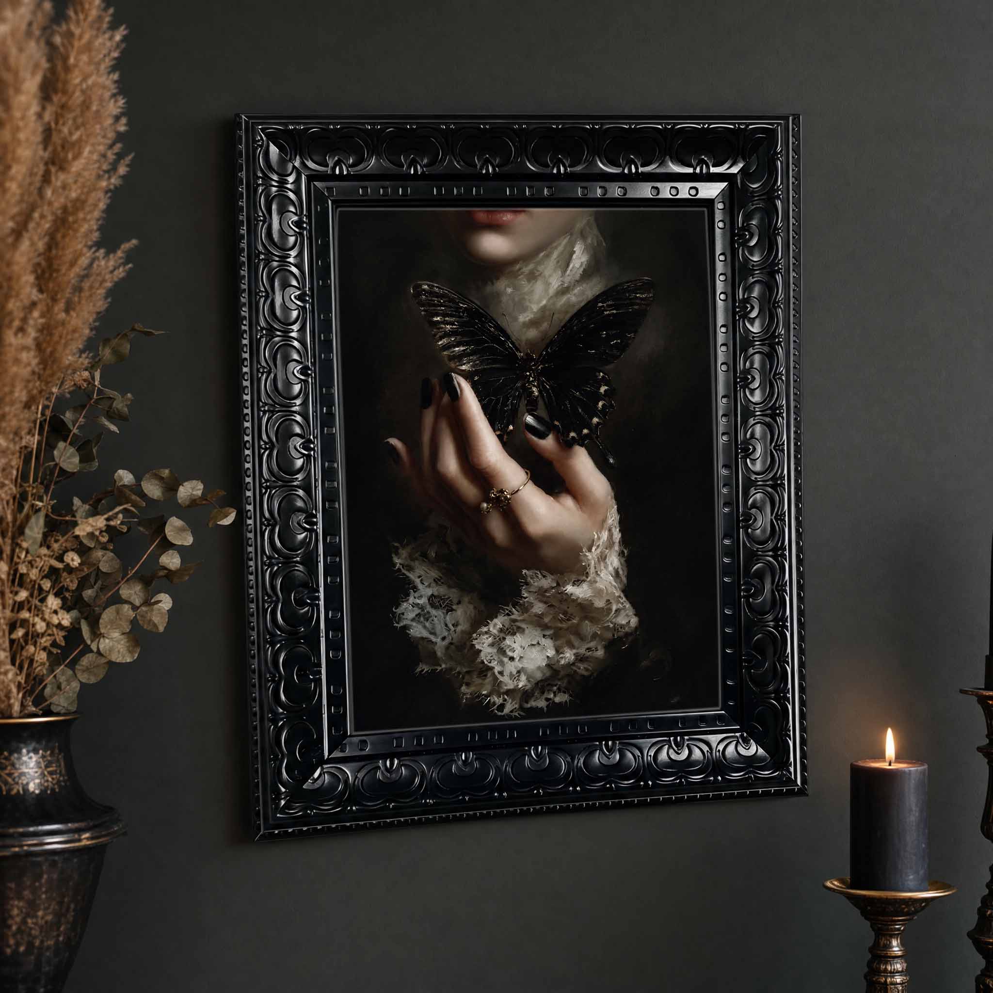 Framed Canvas Wall Art Dark Go - Abstract Oil Painting recension och pris