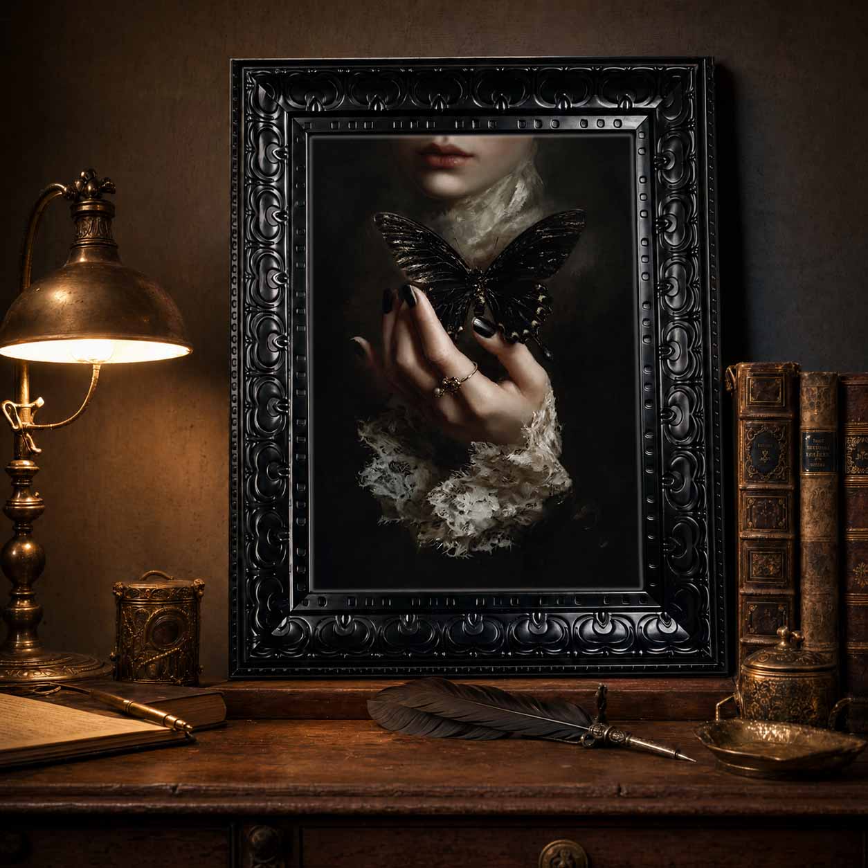 Framed Canvas Wall Art Dark Go - Abstract Oil Painting recension och pris