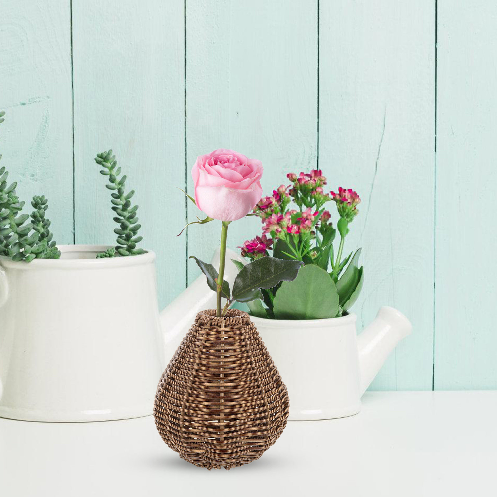 Rustic Flower Basket Woven Art - Rattan Plant Basket recension och pris