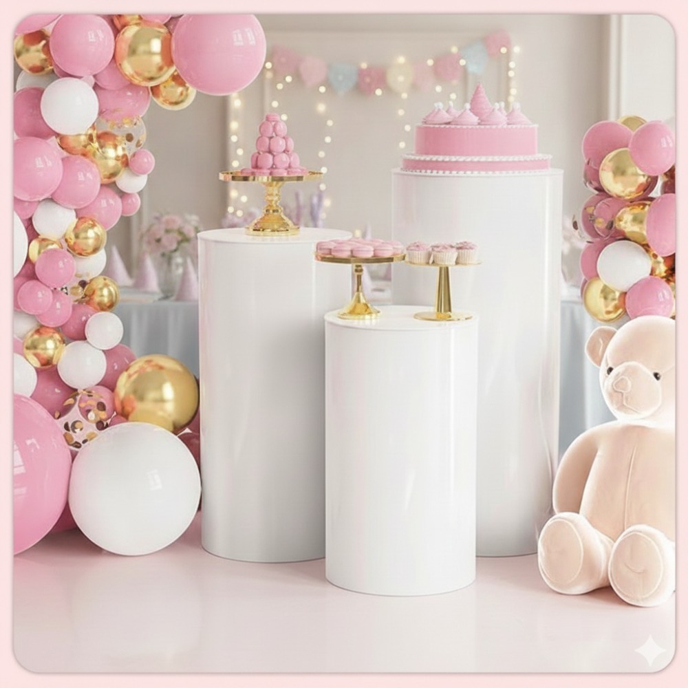 3/5Pcs White Cylinder Pedestal - Home Decor For Wedding recension och pris