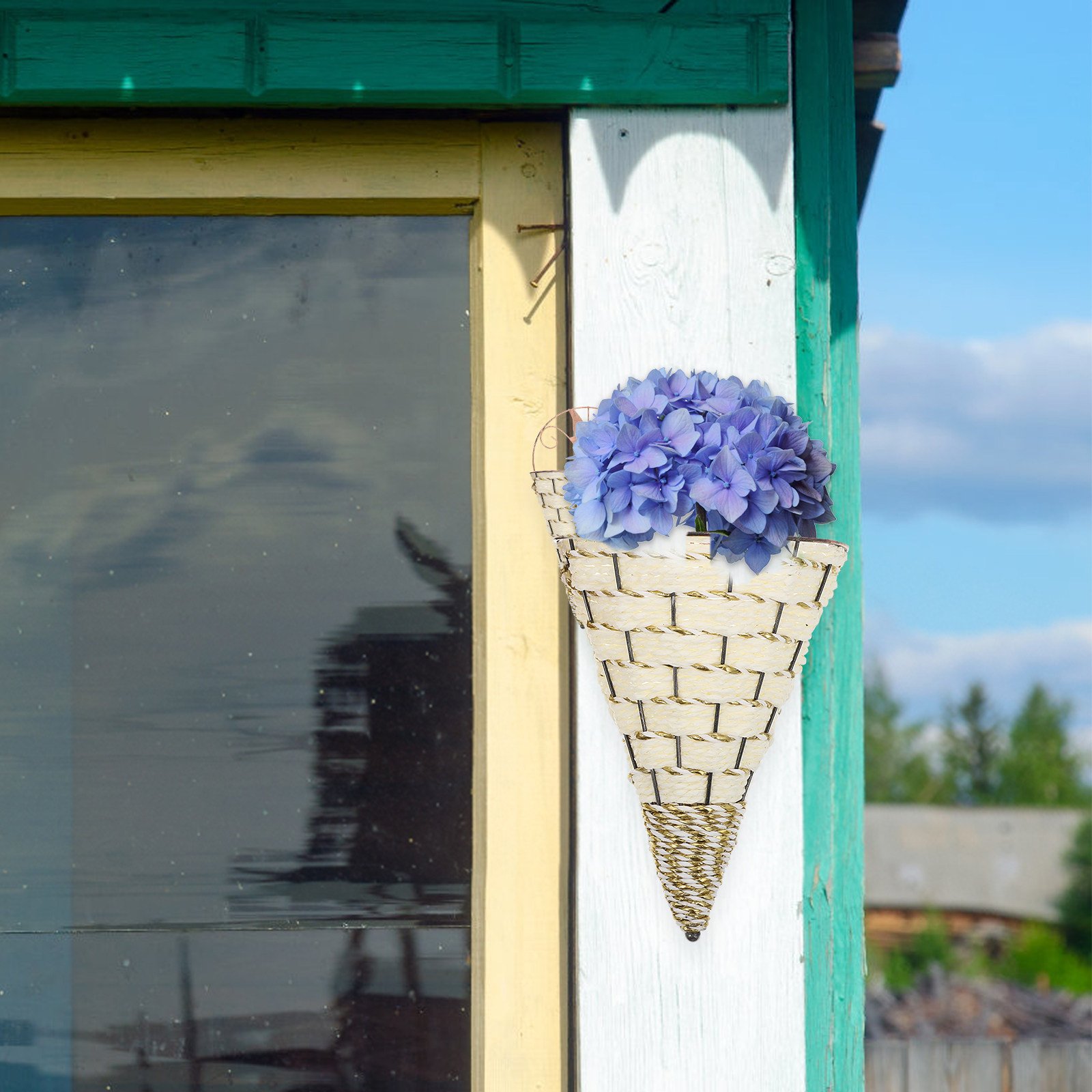 2Pcs Triangular Wall Hanging F - Rattan Plant Basket recension och pris