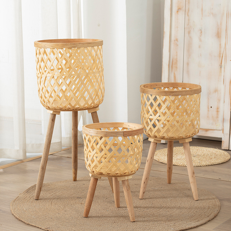 Bamboo Flowerpot Wooden Plant  - Rattan Plant Basket recension och pris