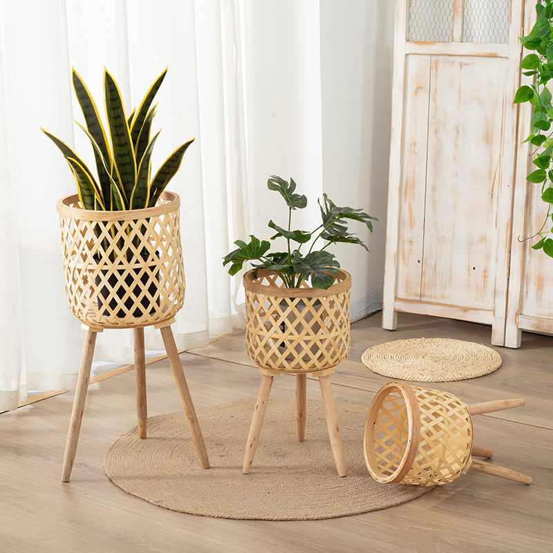 Bamboo Flowerpot Wooden Plant  - Rattan Plant Basket recension och pris