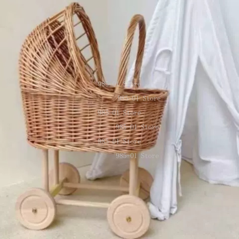 Handwoven Wicker Bassinet Stro - Rattan Plant Basket recension och pris
